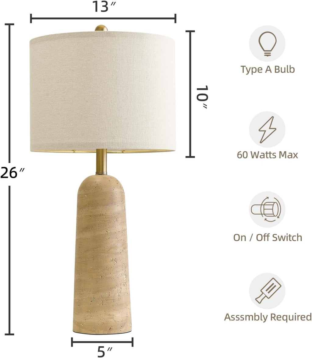 Linen Modern Beige Bedside Lamp — 27.25" - View 4