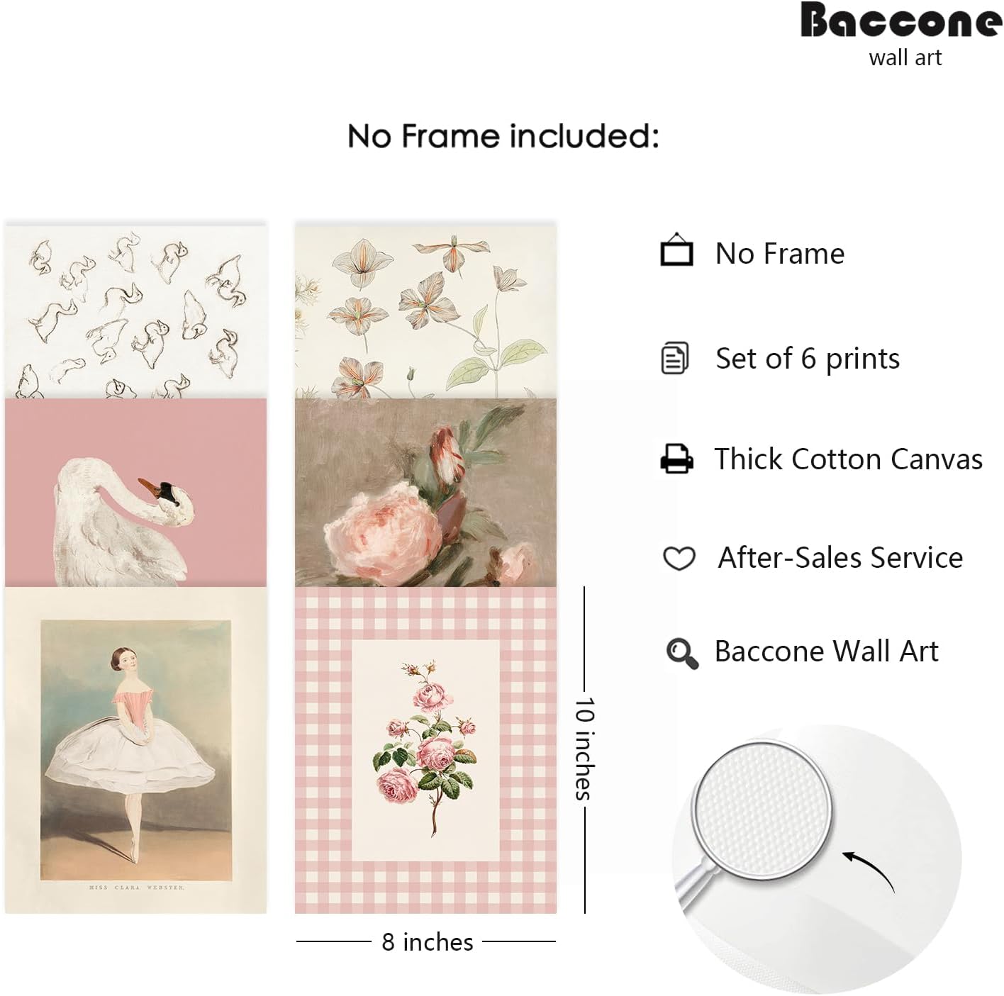 Unframed Pink Canvas Wall Art — 6" - View 2