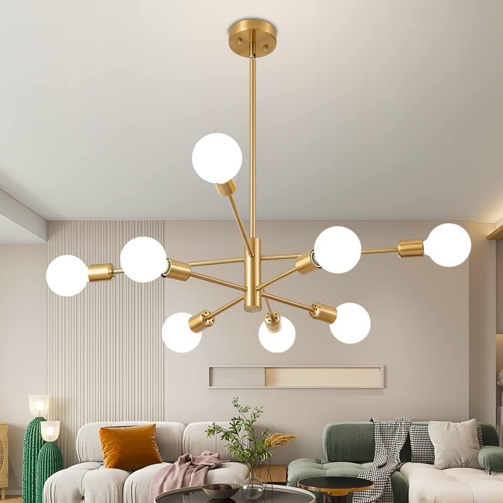 Farmhouse Black Chandelier — 6-Light — Gold