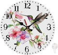 Battery Operated Pink Wall Clock — 10" — Hummingbird Floral