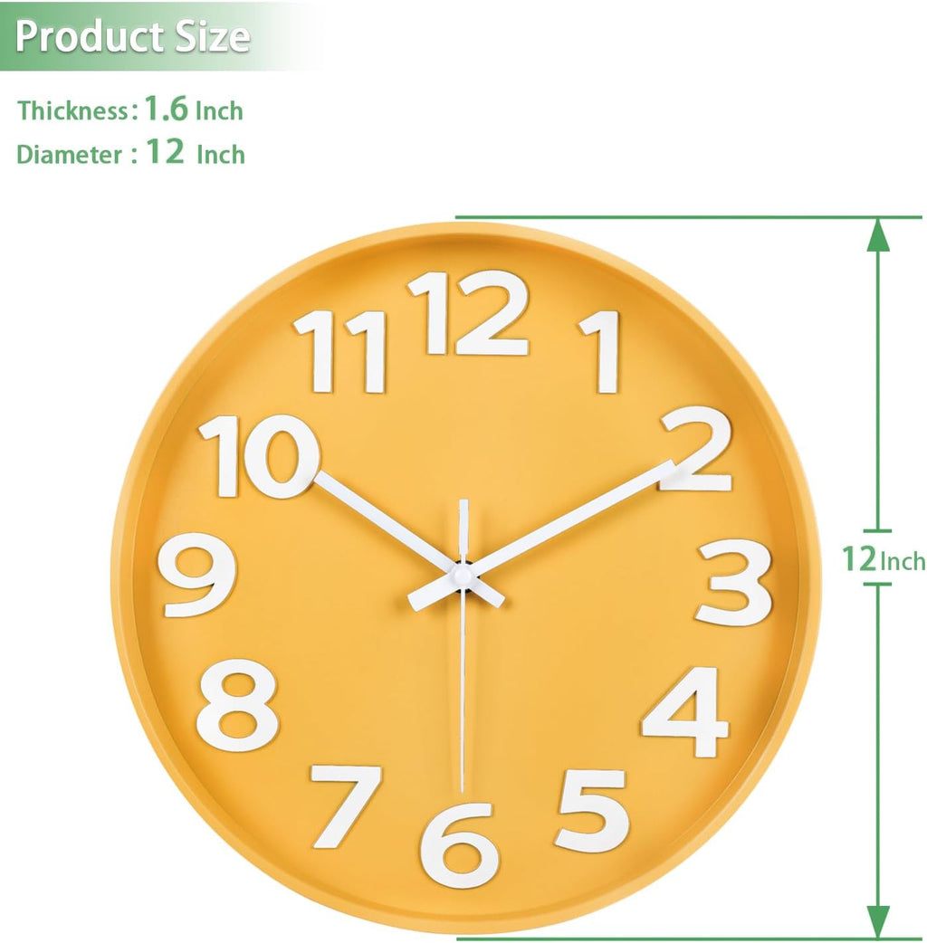 Modern Black Wall Clock — 12" - View 8