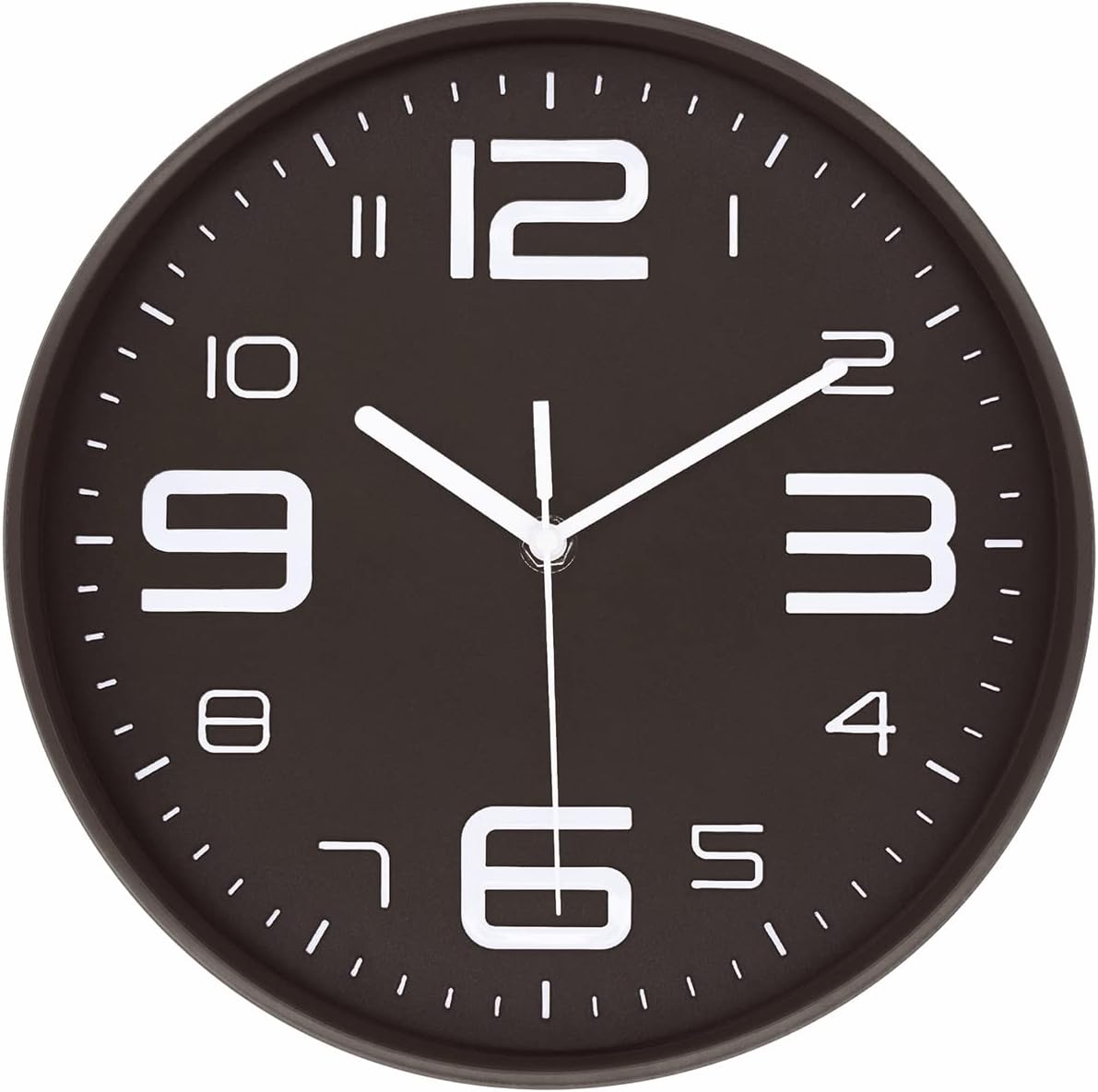 Modern Black Wall Clock — 12" — 10''darkbrown