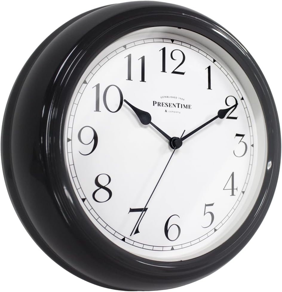 Modern Beige Wall Clock — 10" — Black