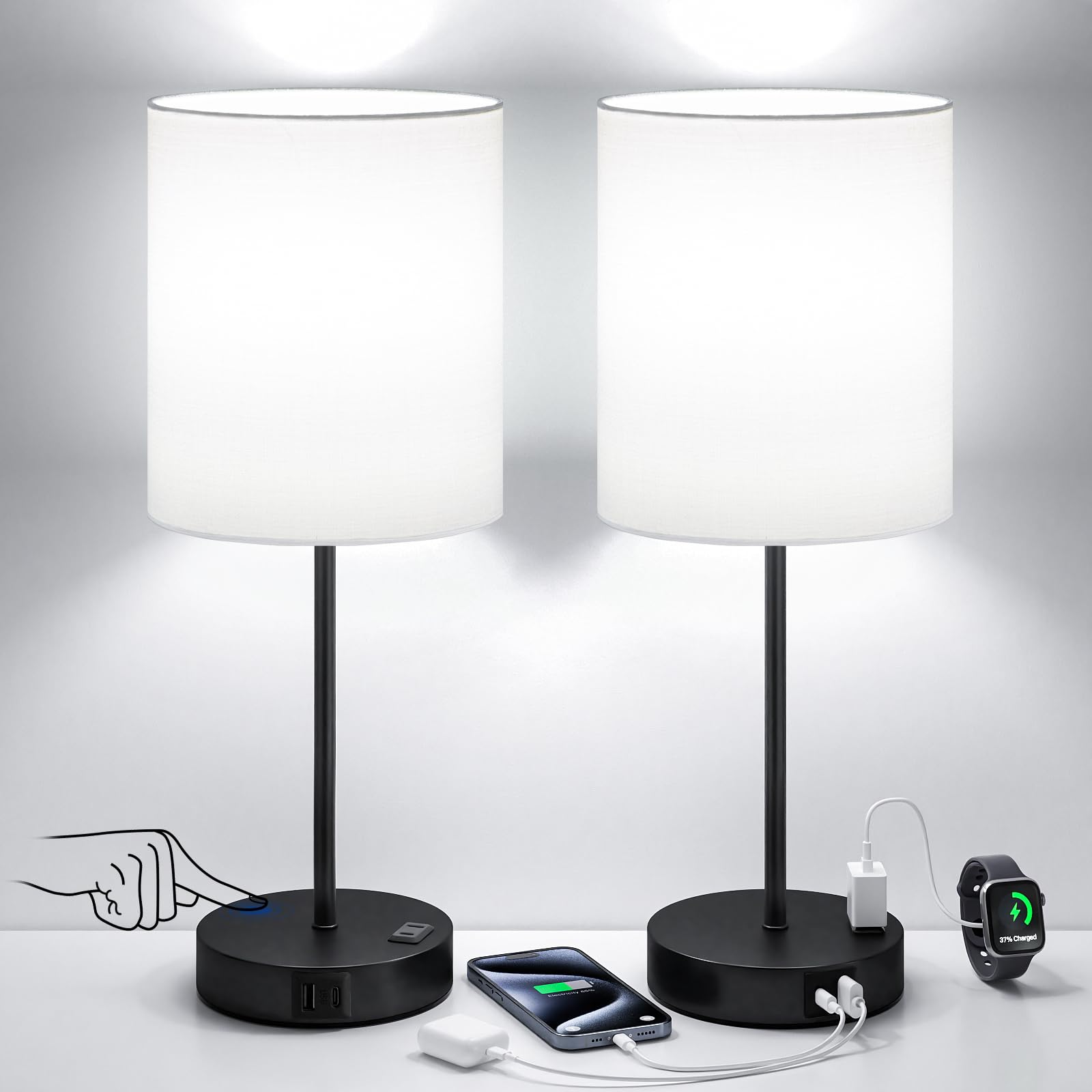 Dimmable Black Table Lamp — Set of 2