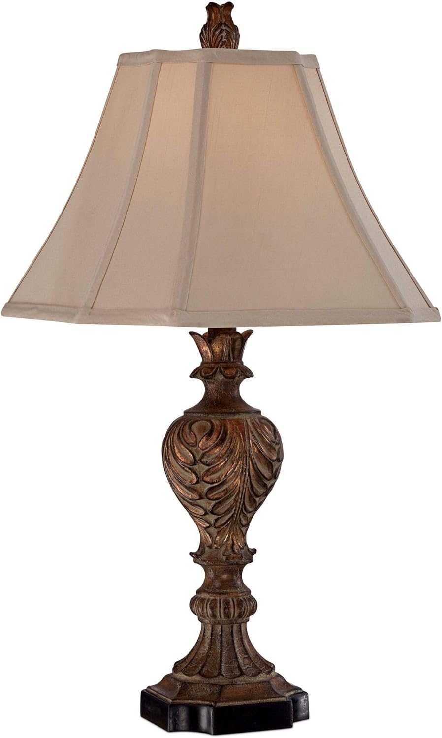 Brown Table Lamp — 25.5" — Single - Carved Brown