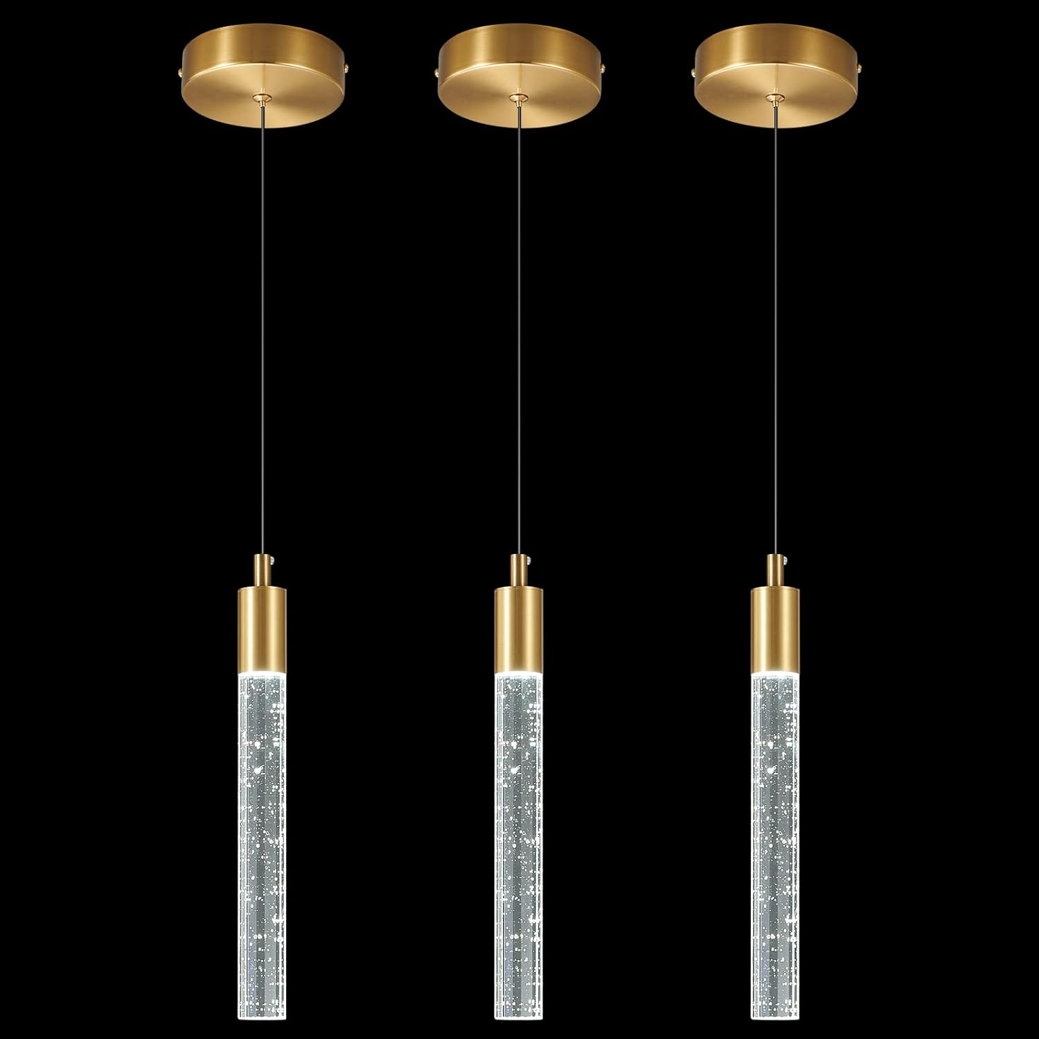 Dimmable Luxe Black Pendant Light — 2-Light — Gold