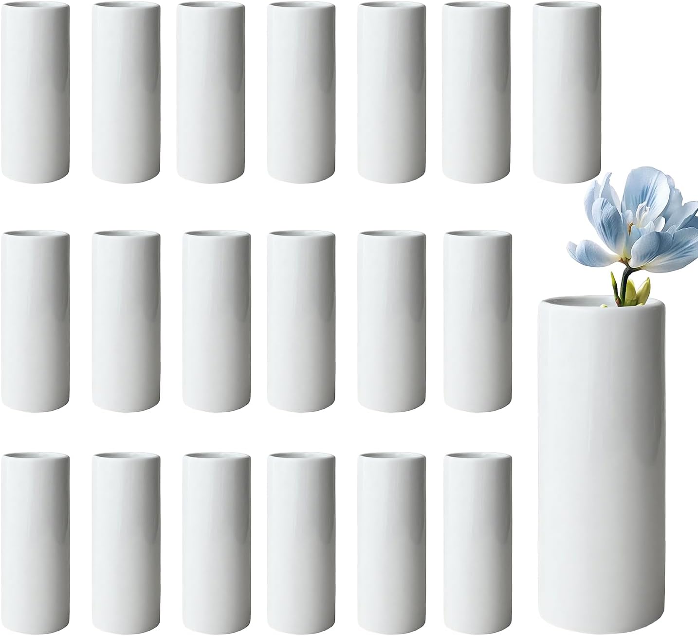Modern Black Artificial Plant — 7.08" — 20 Pack White - Style 3