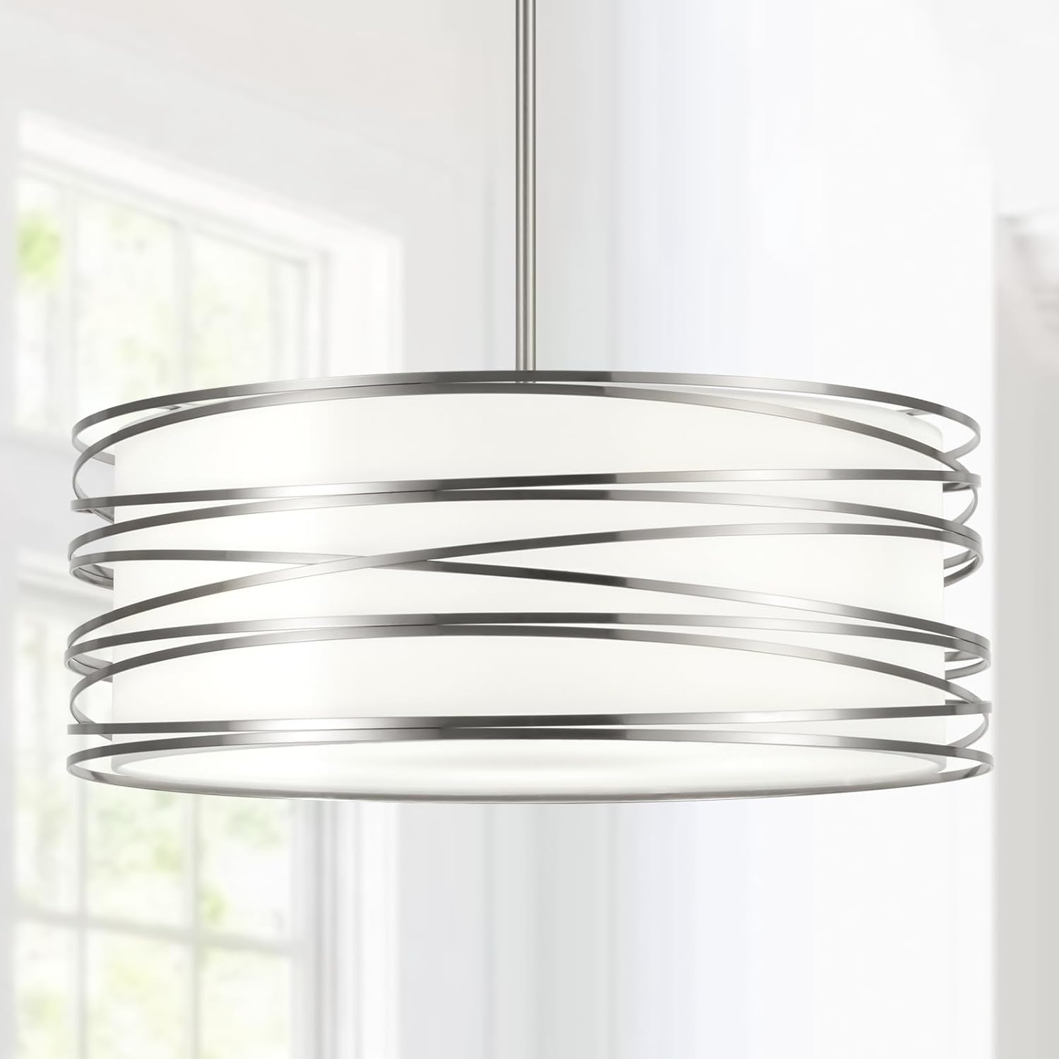 Farmhouse Black Chandelier — 3-Light — Nickel