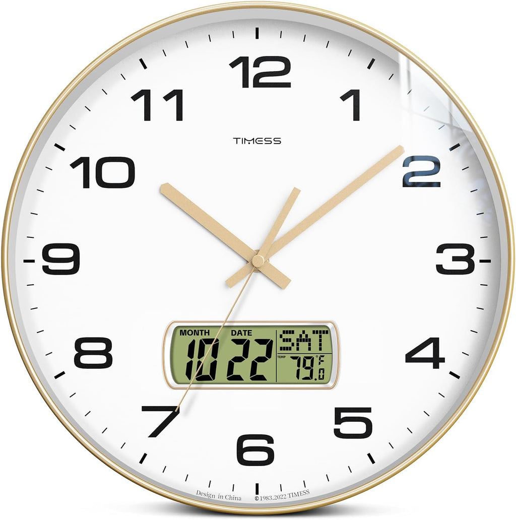 Battery Operated Luxe Black Wall Clock — 14" — 10 Inch