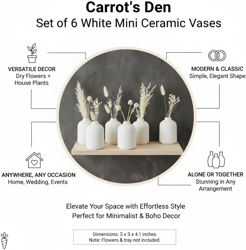 Boho Ceramic Vase — Set of 6 - View 3