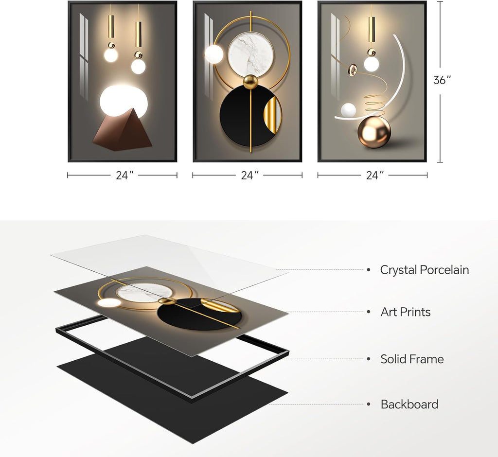 Framed Luxe Black Wall Decor — 36" - View 8