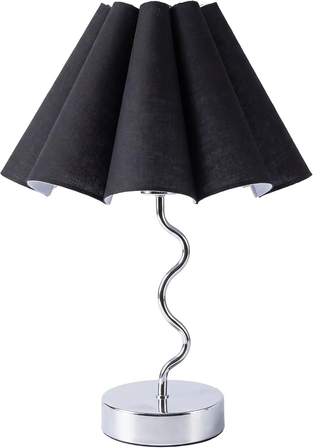 Linen Luxe Black Bedside Lamp — Chrome