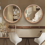 Farmhouse Wood Round Mirror — 30" - View 2