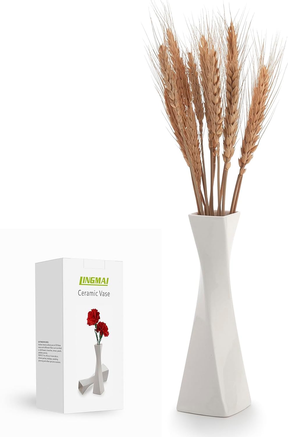 Farmhouse White Decorative Vase — 1 Pack（white）