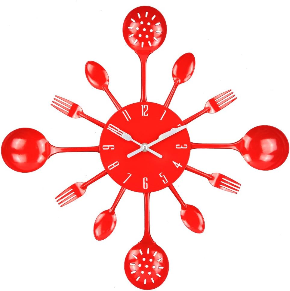 Antique Modern Orange Wall Clock — 16" — Red