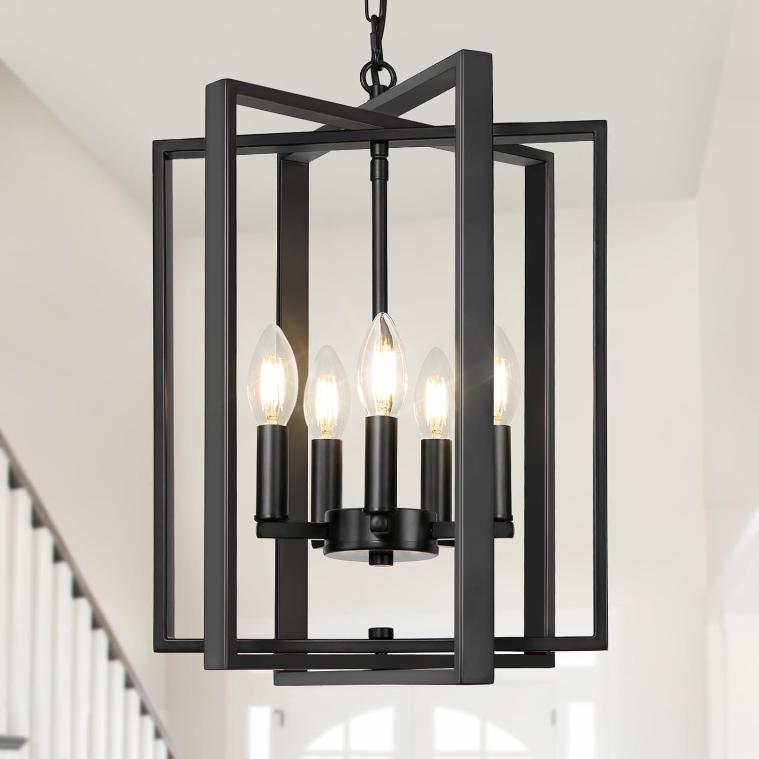 Convertible Farmhouse Black Chandelier — 5 Lights Black
