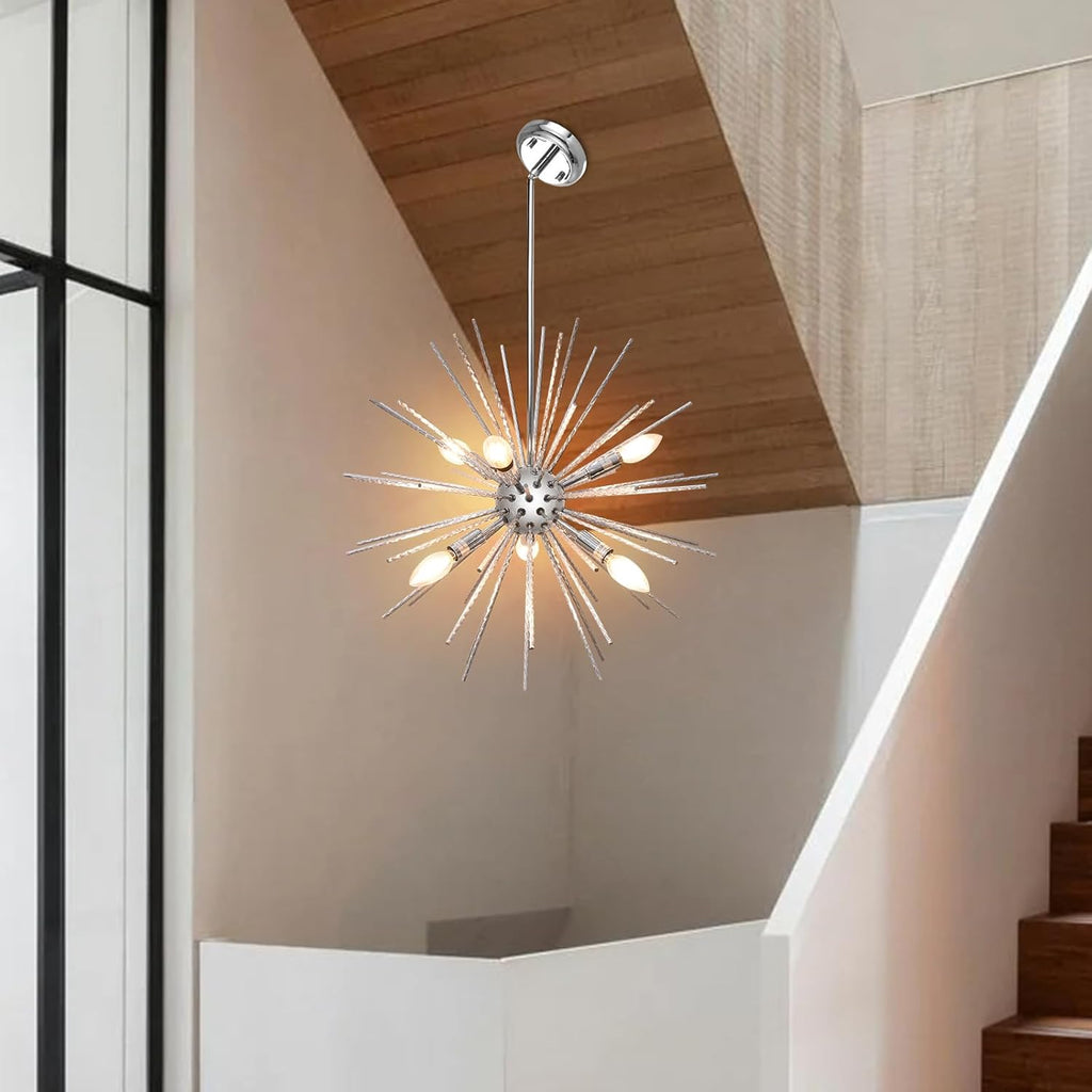 Modern Metal Chandelier — 6-Light - View 7