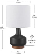 Linen Modern Beige Table Lamp — 15" - View 7