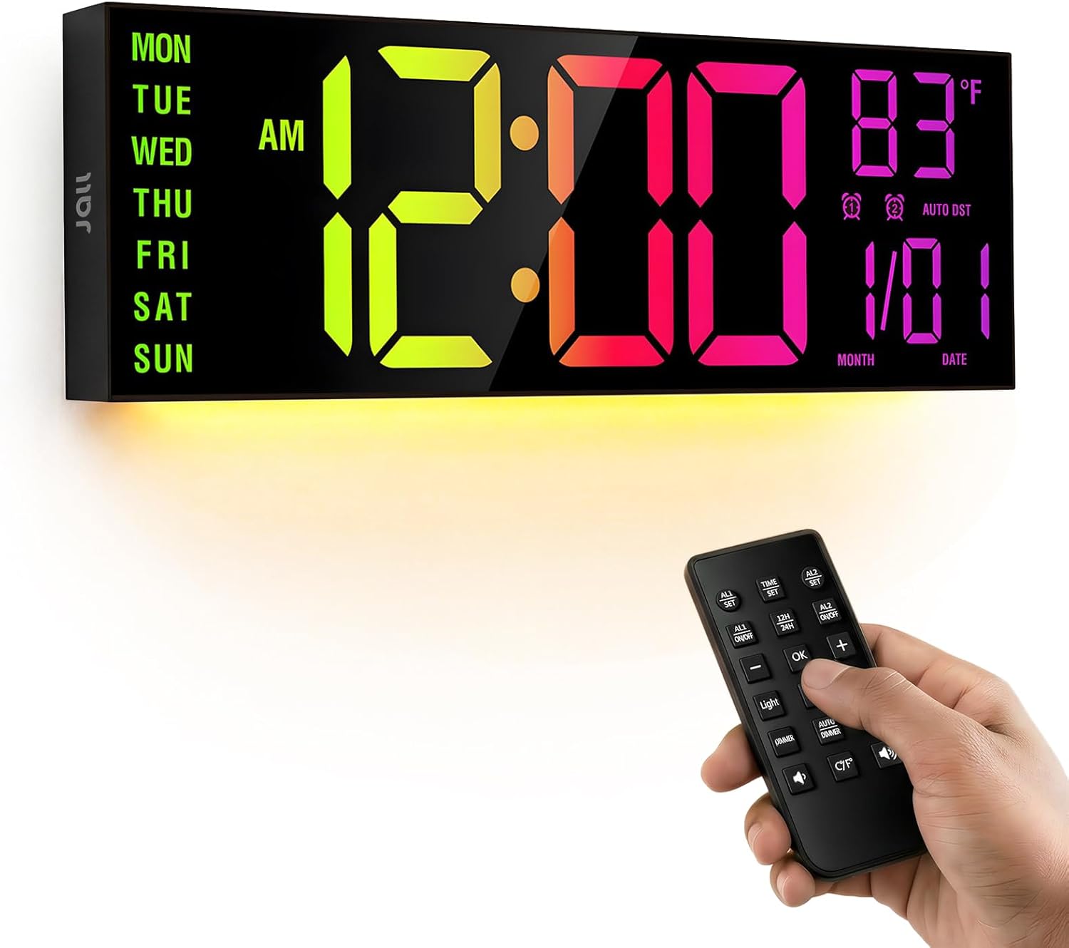 RGB Black Wall Clock — 18" — Black