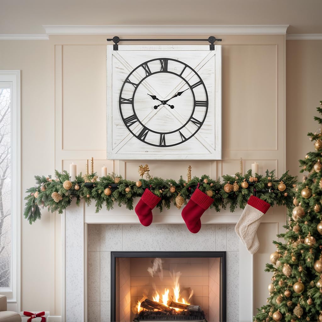 Battery Operated Farmhouse Wall Clock — 29.5" - View 3