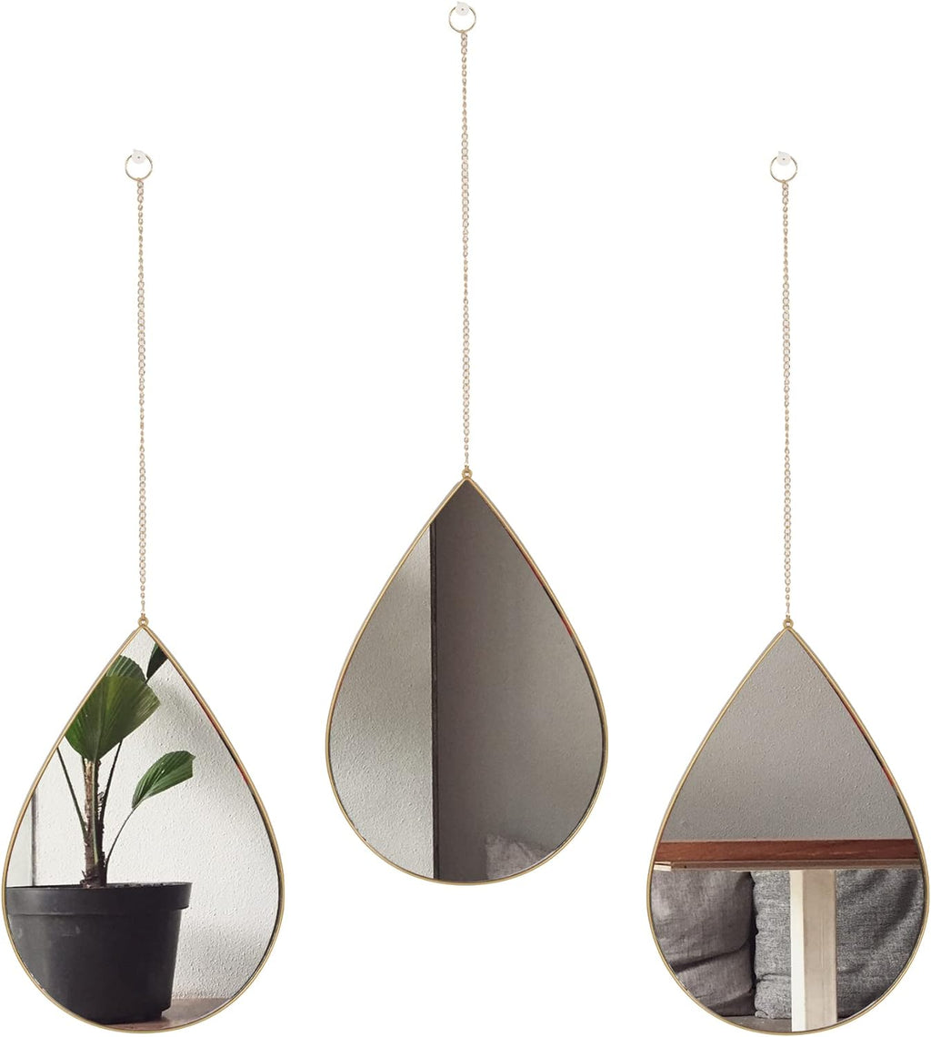Luxe Black Wall Mirror — Set of 3 — Gold