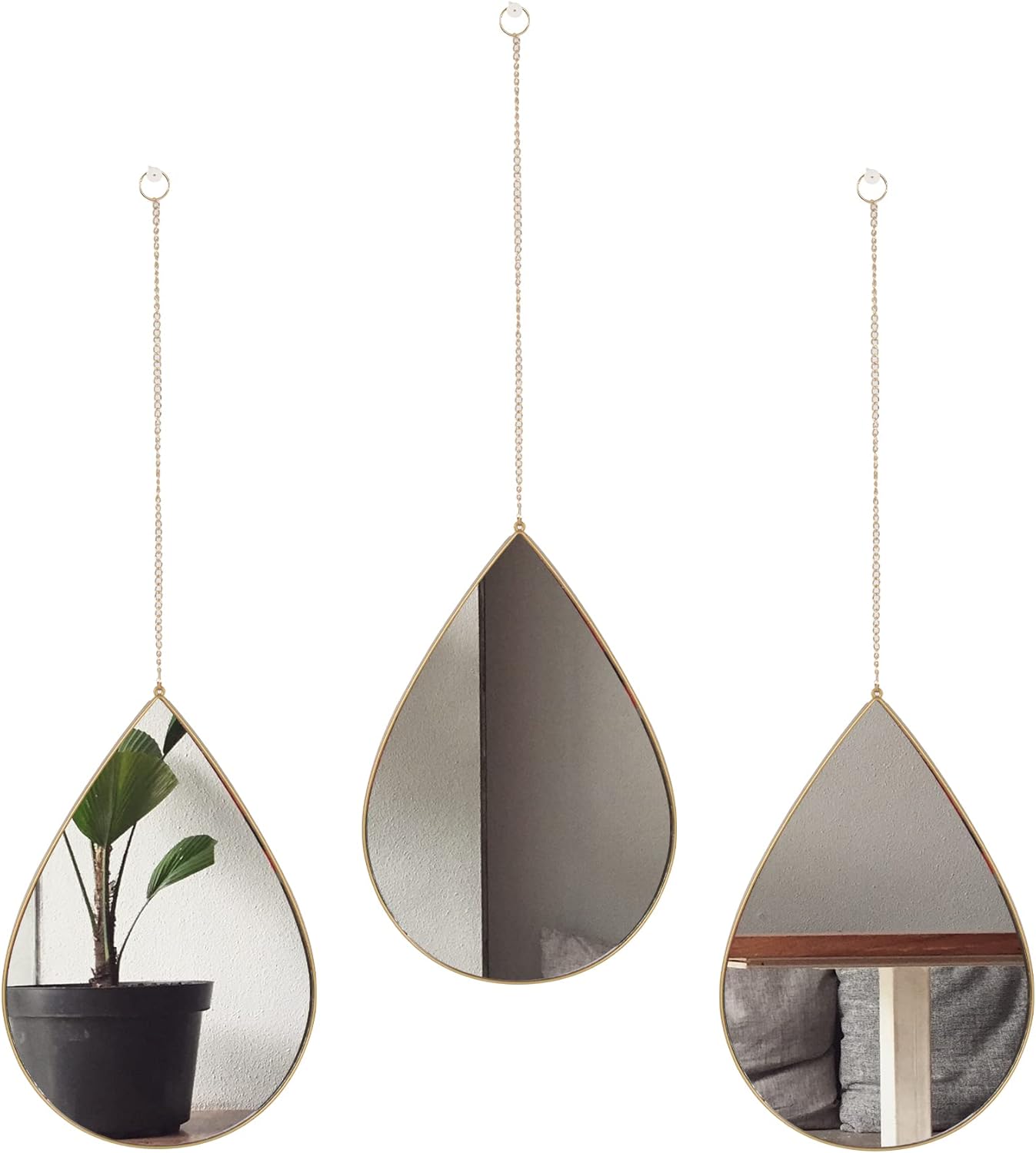 Luxe Black Wall Mirror — Set of 3 — Gold