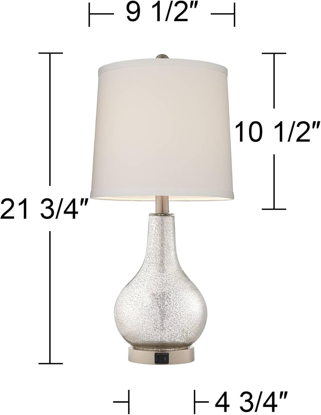 USB Charging Modern Silver Table Lamp — 21.75" - View 4
