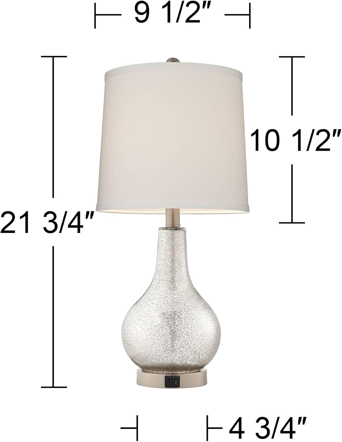 USB Charging Modern Silver Table Lamp — 21.75" - View 4