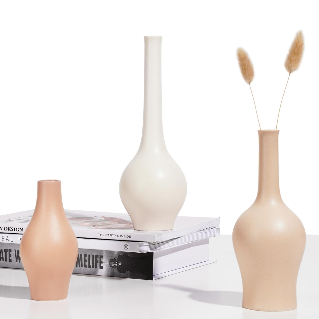 Boho Ceramic Flower Vase — Set of 3