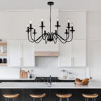 Farmhouse Beige Chandelier — 10-Light