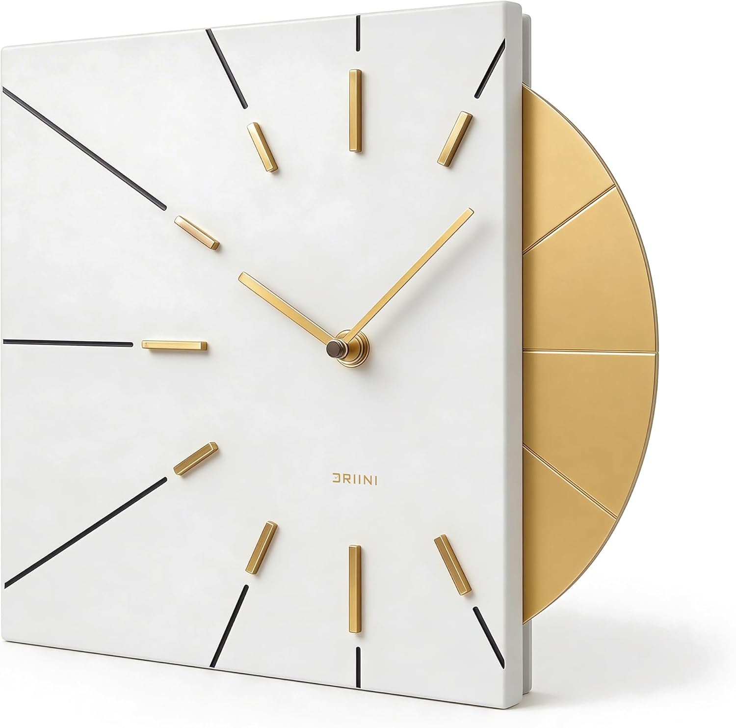 Battery Operated Luxe Black Wall Clock — White