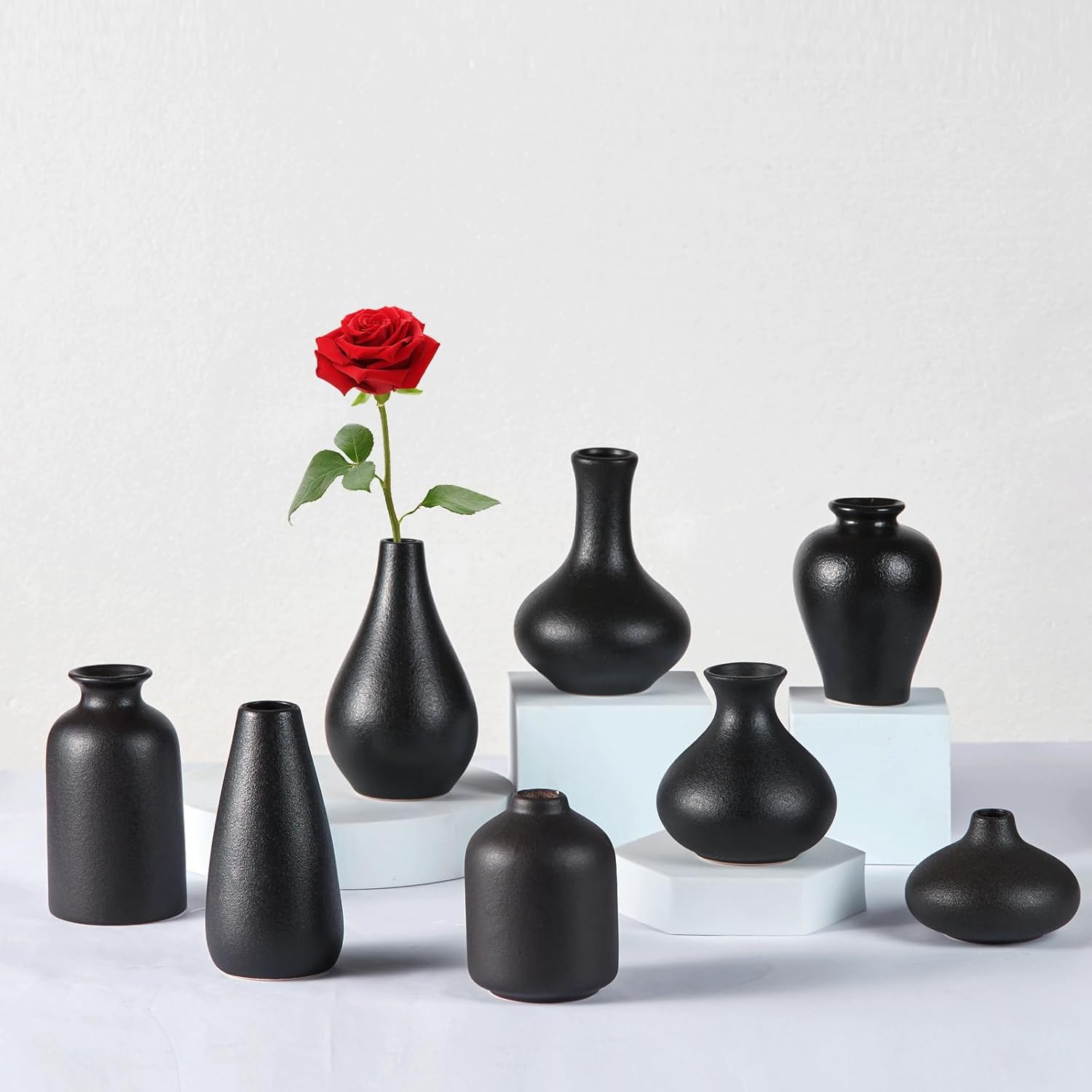 Boho Black Flower Vase — Set of 16 — Black-set of 8