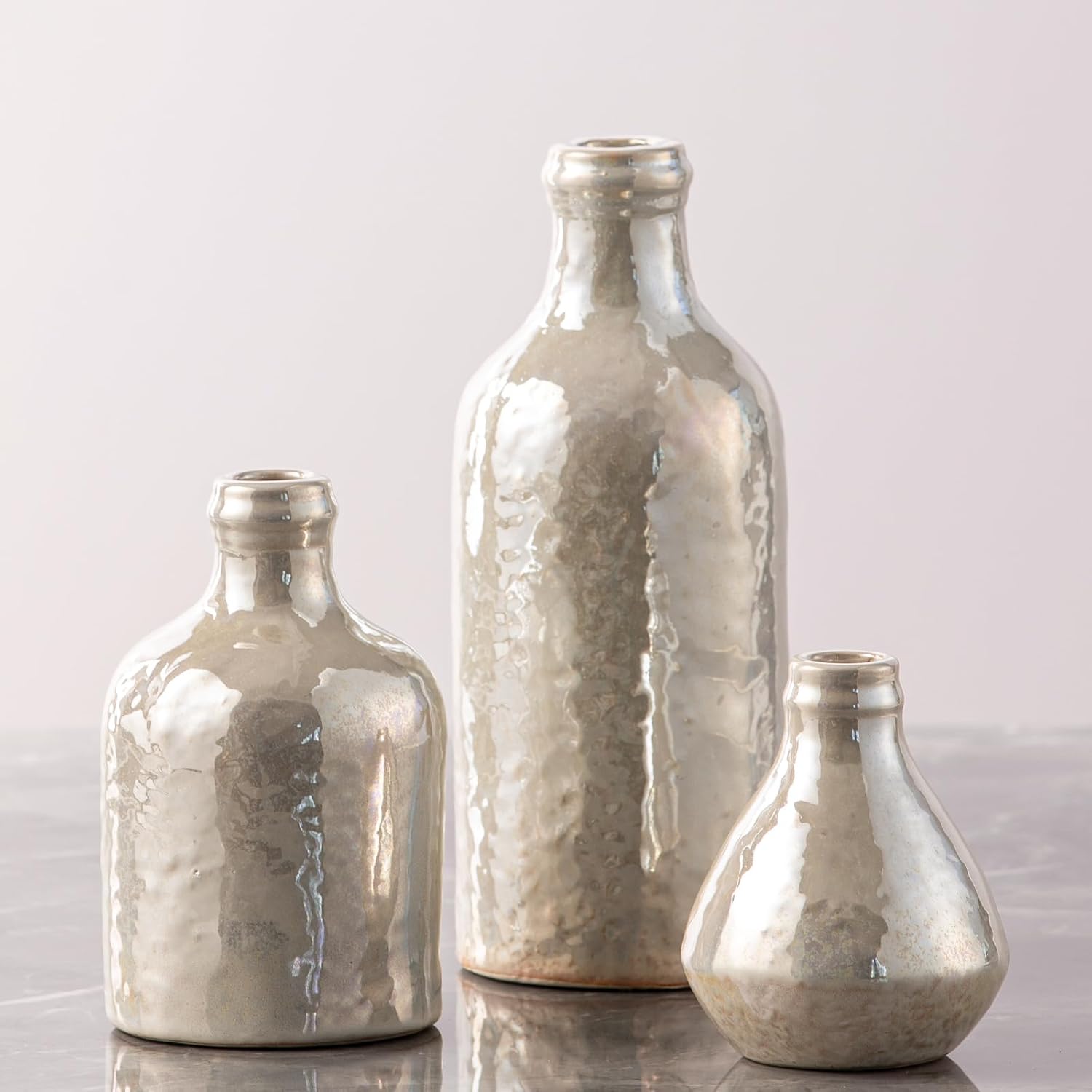 Farmhouse Blue Vase Set — Set of 3 — 009-white