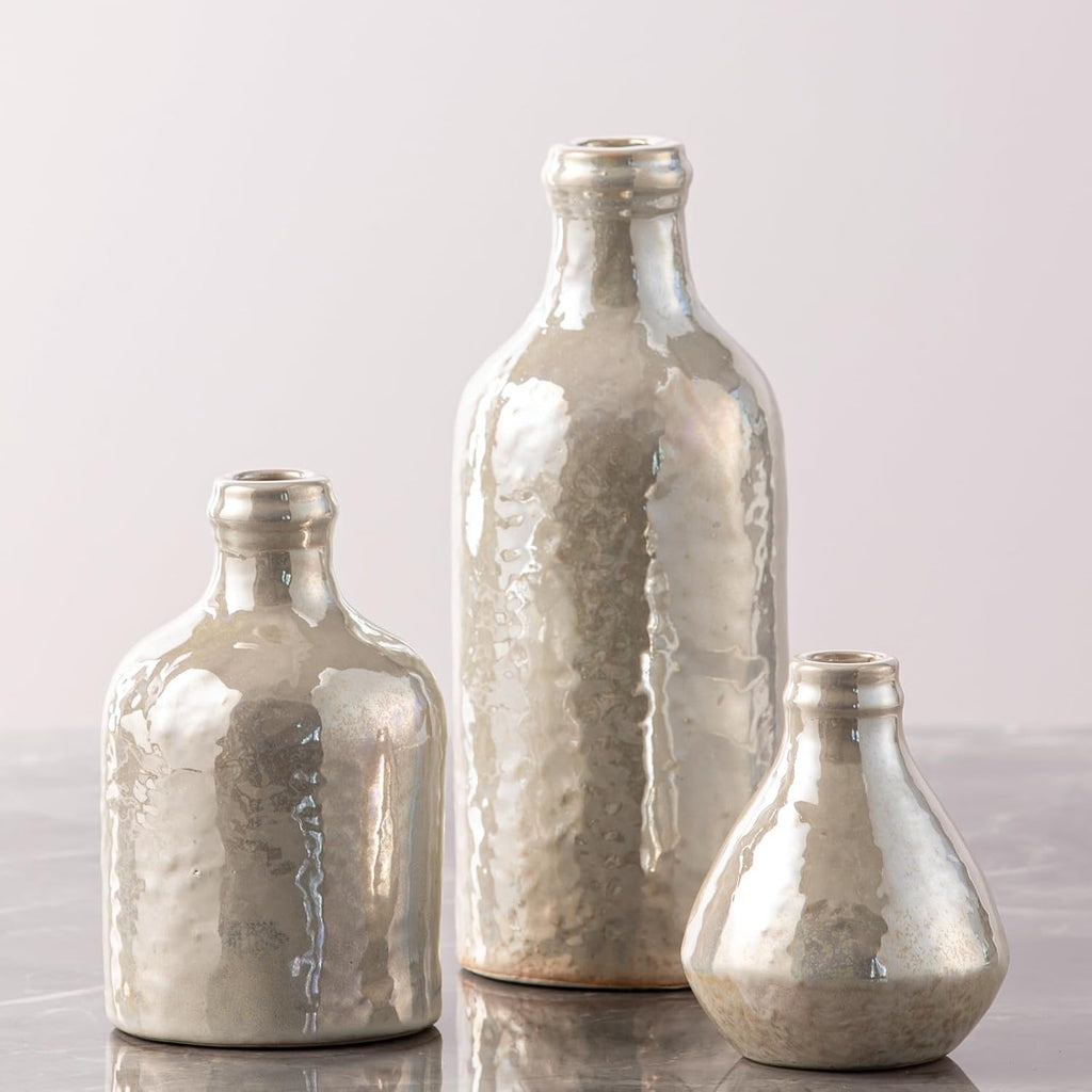 Farmhouse Blue Vase Set — Set of 3 — 009-white
