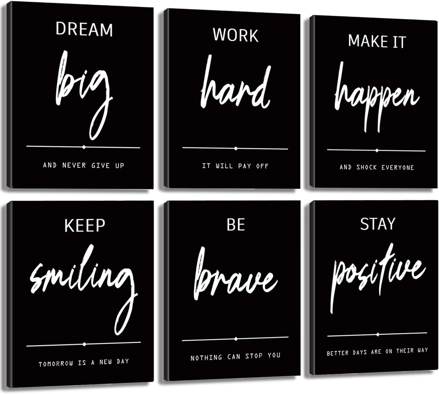 Framed Black Canvas Wall Art — 8" — Black and white