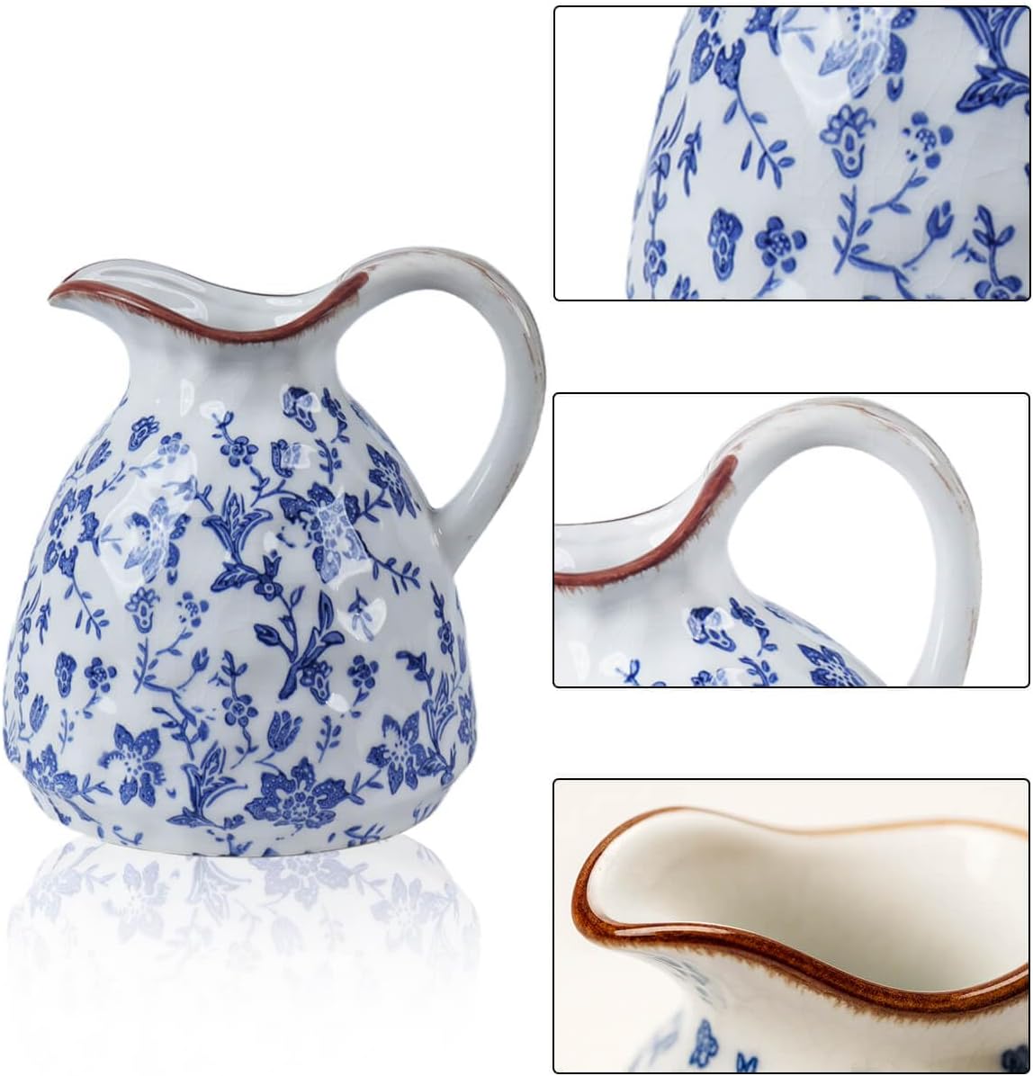 Vintage Blue Flower Vase — 28" - View 3