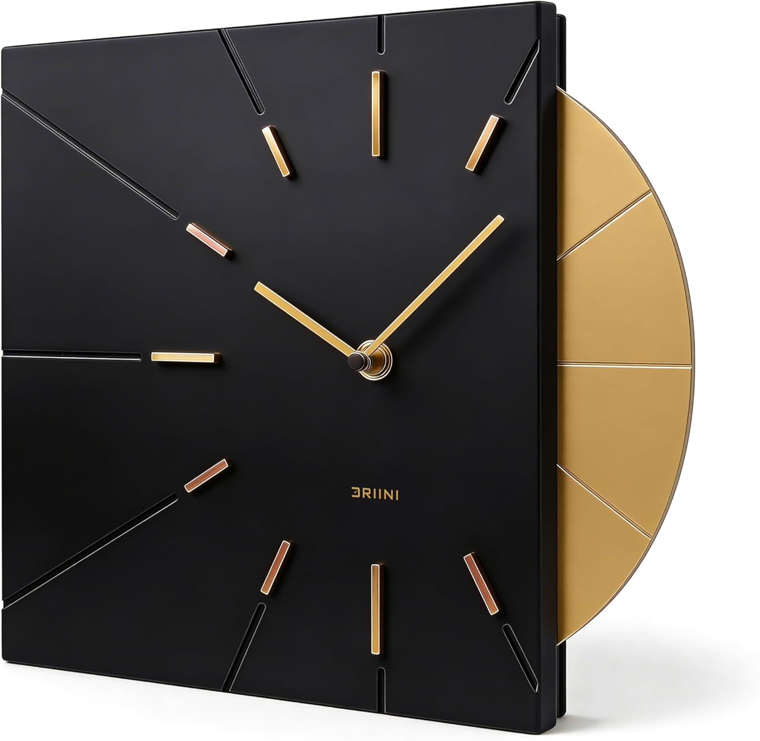 Battery Operated Luxe Black Wall Clock — Black