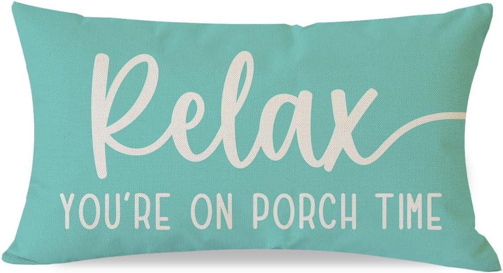 Lumbar Boho Beige Throw Pillow Cover — 20" — Turquoise