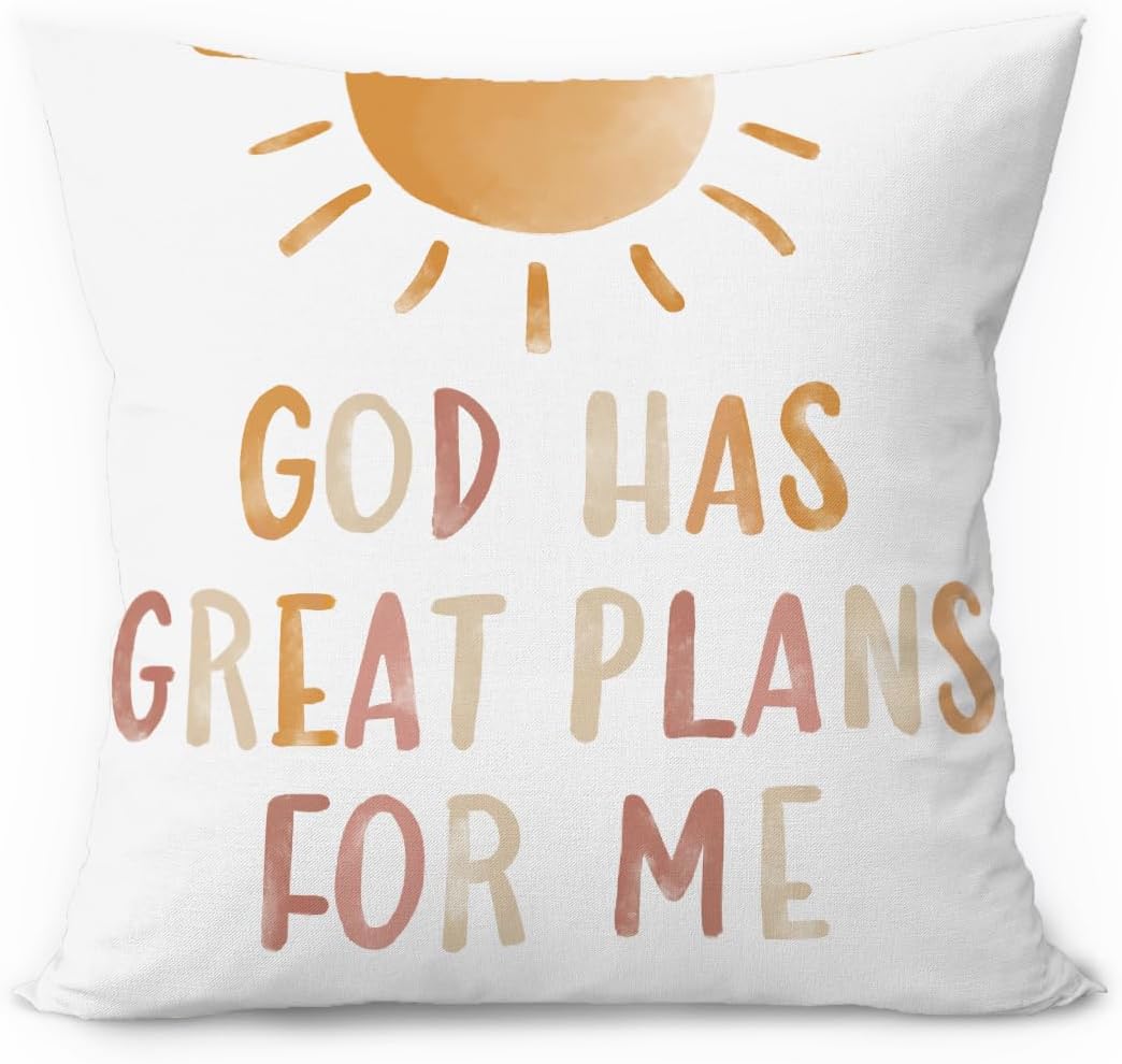 Boho Blue Pillow Cover — 18x18 — 04-god Has Great Plans for Me