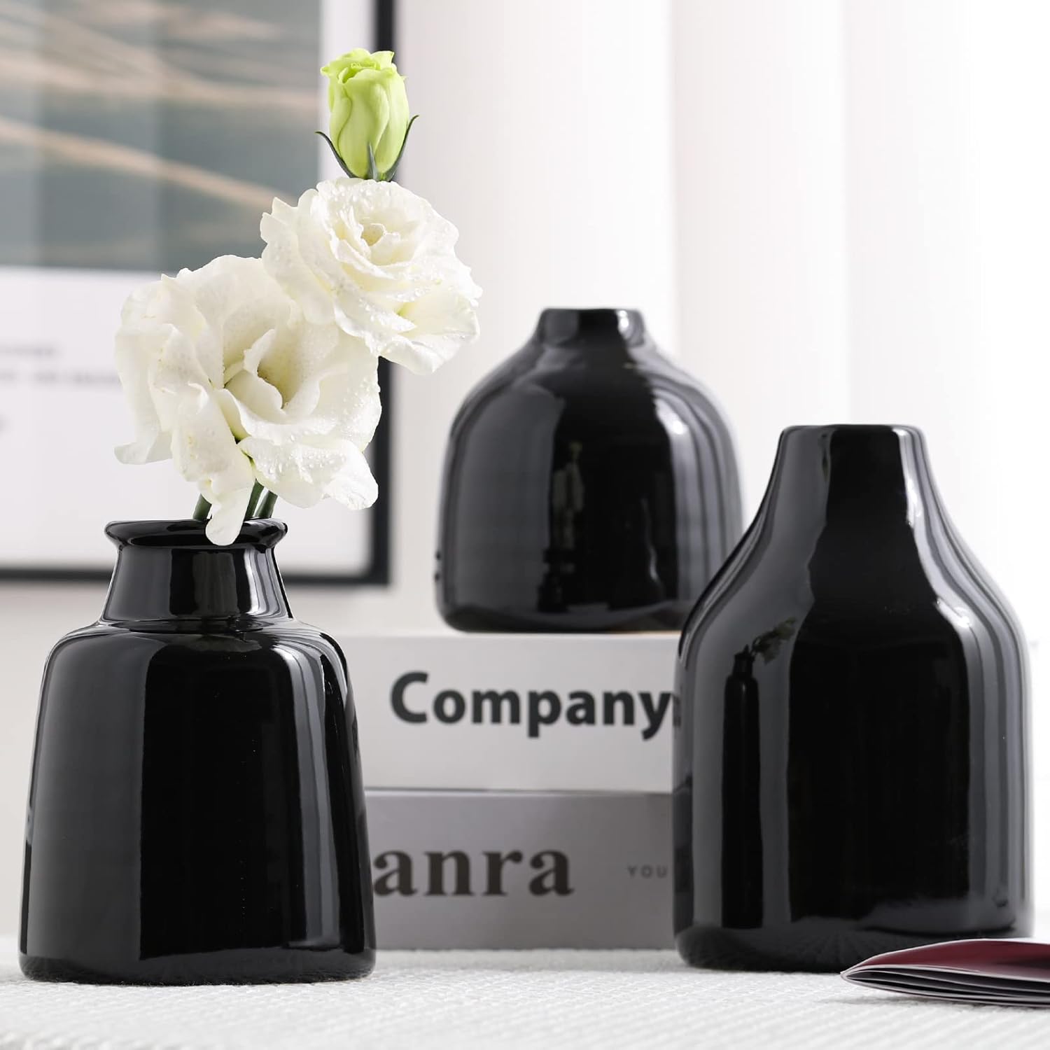 Modern Black Flower Vase — Set of 3 — 3 Vase Set- Black
