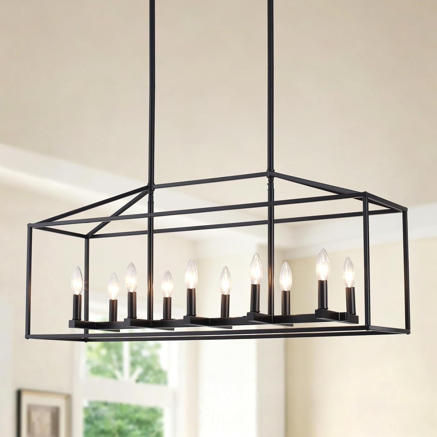 Adjustable Farmhouse Black Chandelier — 7-Light — black-10light