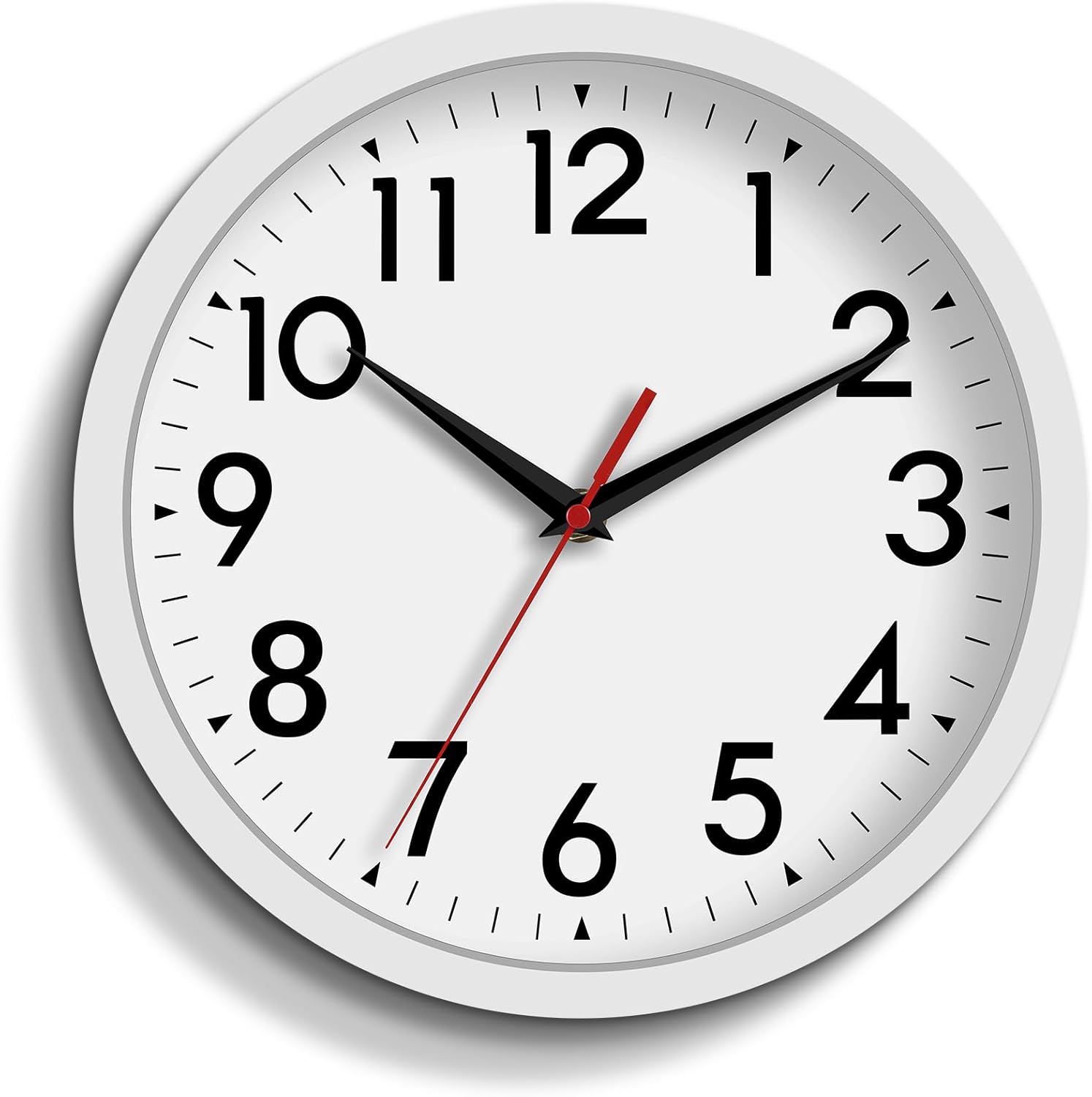 Battery Operated Black Wall Clock — 14" — C-white