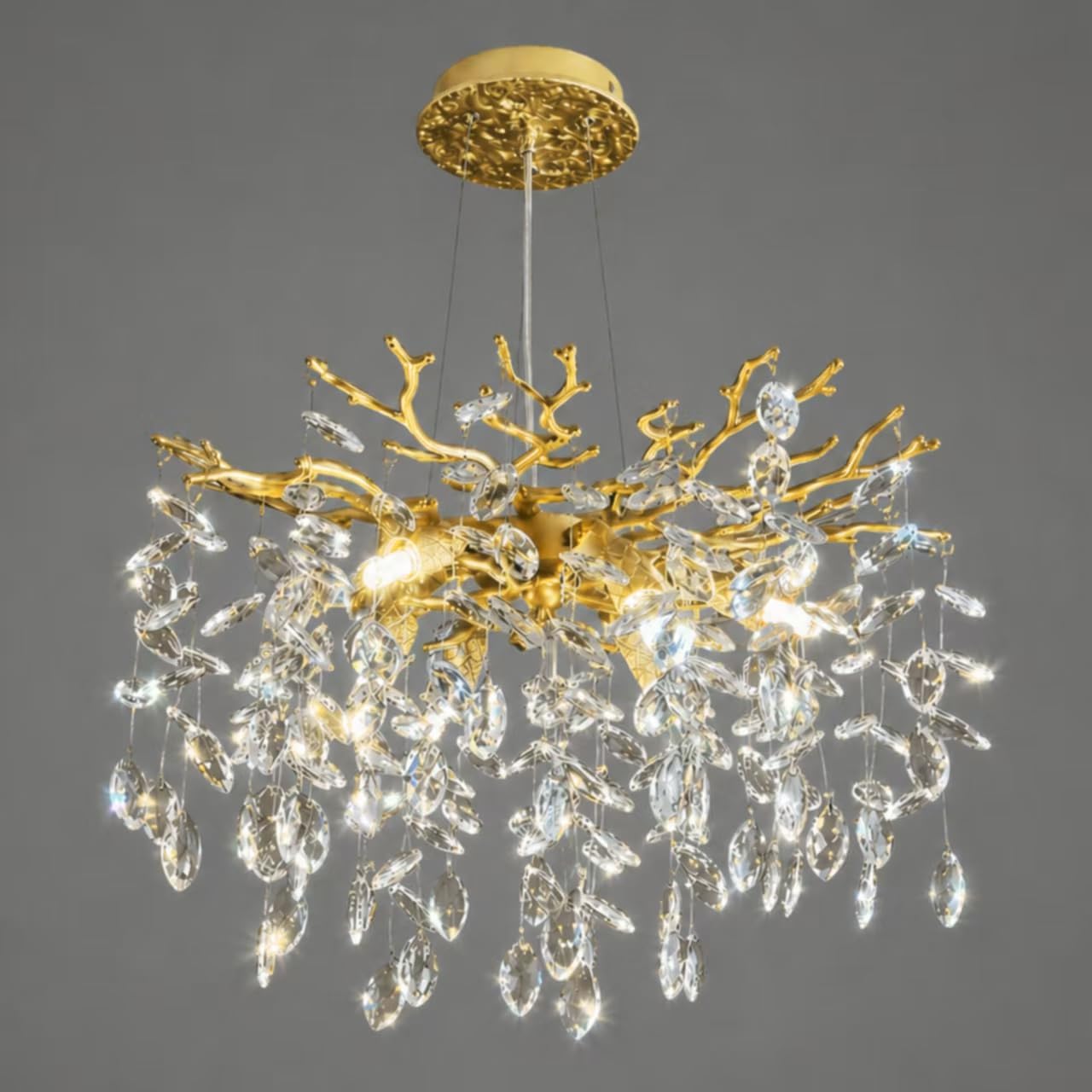 Rectangular Luxe Black Chandelier — 16-Light — Gold