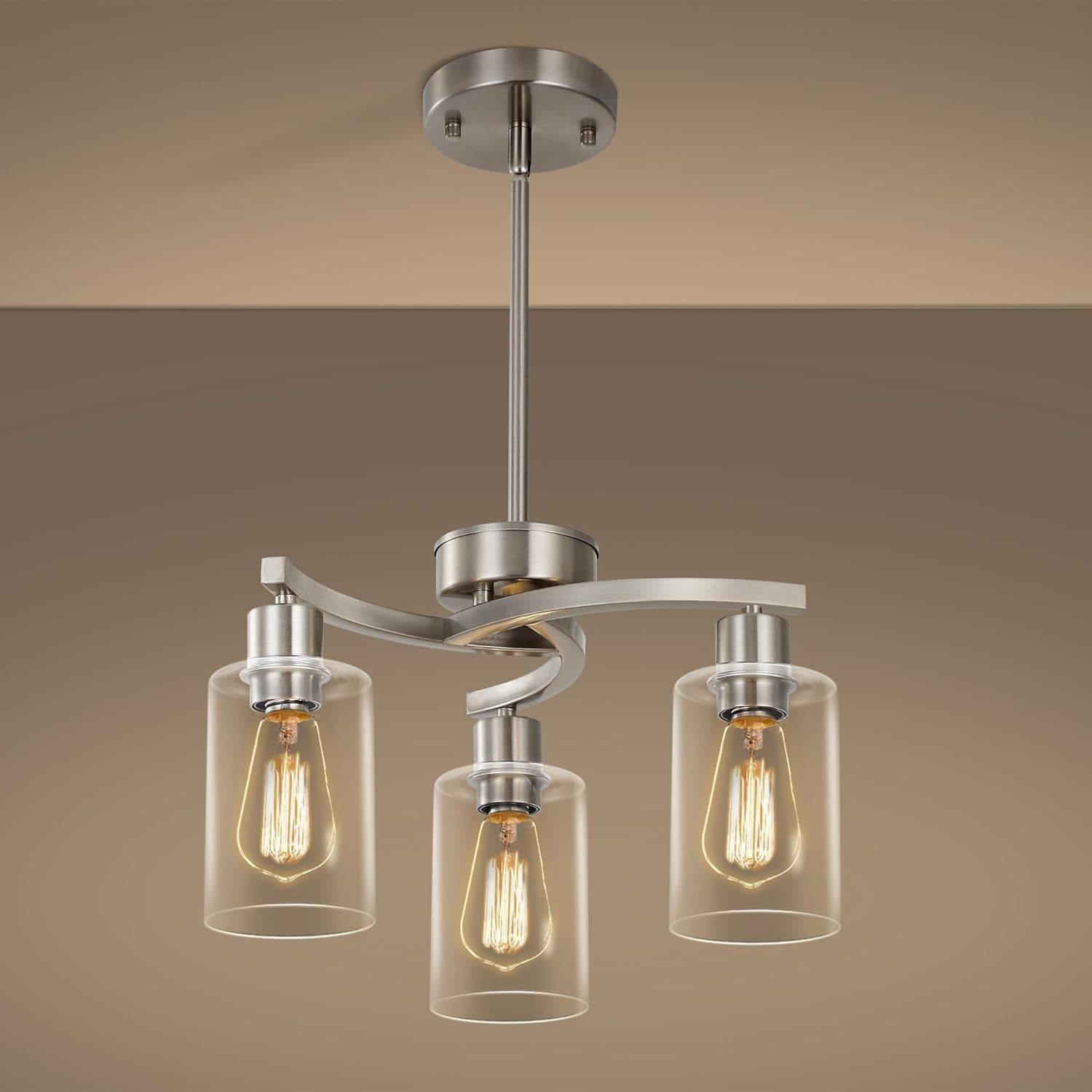 Adjustable Farmhouse Black Chandelier — 6-Light — 3-Light