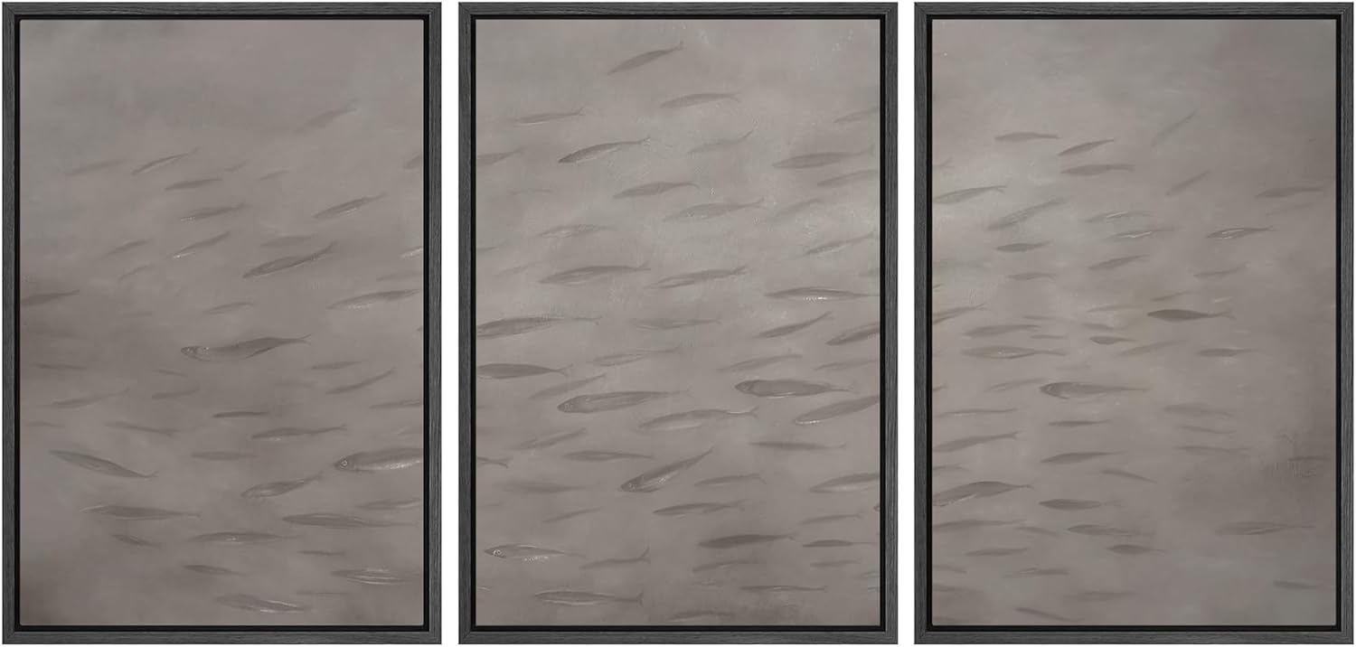 Framed Modern Green Wall Art — 16" — 24"x36"x3 Panels Black