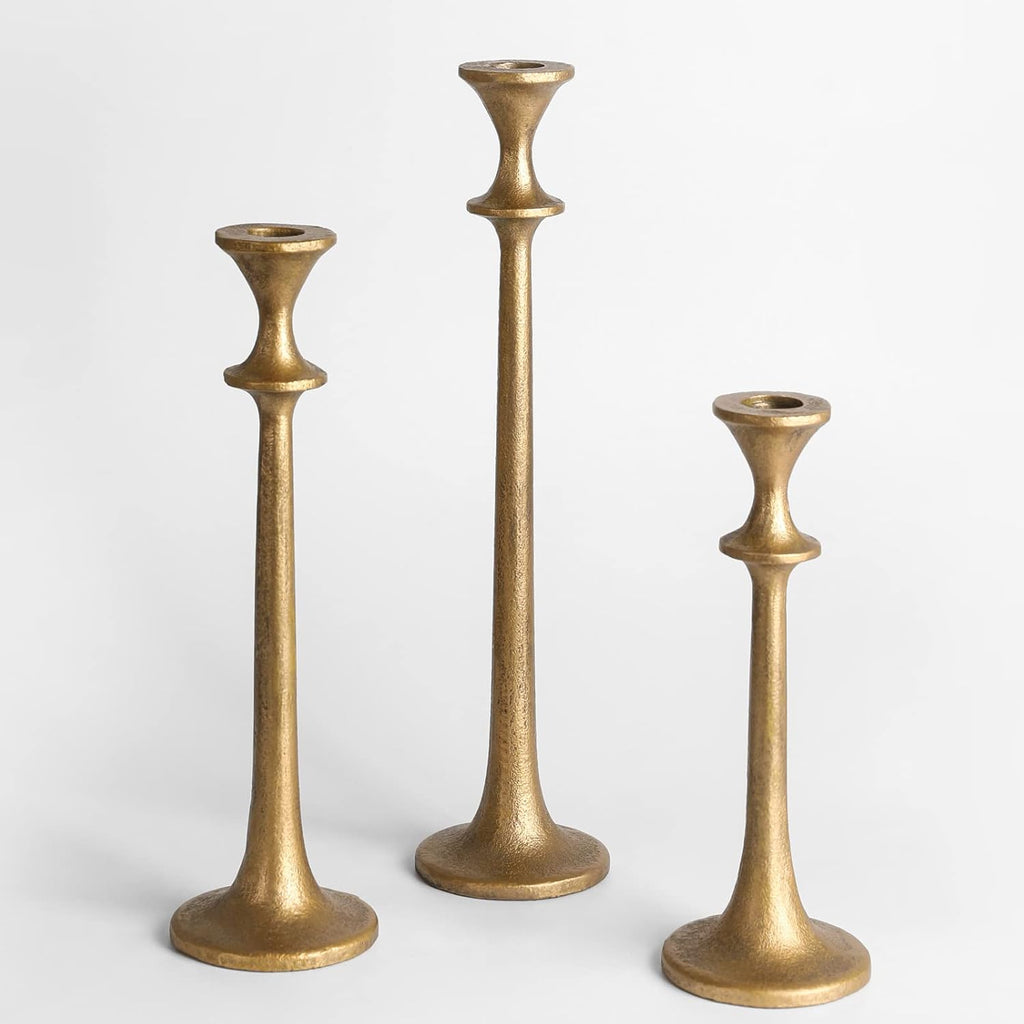 Antique Luxe Black Candle — Set of 3 — Antique Brass