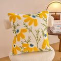 Embroidered Boho Blue Throw Pillow Cover — 18x18 — Embroidery - Smiley Face