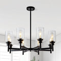 Farmhouse Black Chandelier — 8-Light — Black
