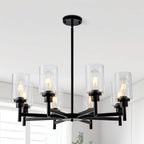 Farmhouse Black Chandelier — 8-Light — Black