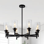 Farmhouse Black Chandelier — 8-Light